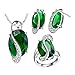 J.MOSUYA 18k White Gold Plated Swarovski Element Crystal Emerald Jewelry Set For Women Necklace Set