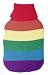 Hot Water Bottle with Rainbow Striped Woolly Cover