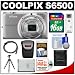 Nikon Coolpix S6500 Wi-Fi Digital Camera (Silver) with 16GB Card + Case + Battery + Tripod + HDMI Cable + Accessory Kit