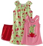 Komar Kids Girls 7-16 Jersey 3 Piece Frogs Pyjama Set