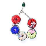 JousJous.com Multicolor Eco Friendly Remnants of Fabric Primula Flower Bracelet ~ JousJous.com