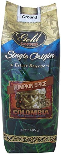 Gold Coffee Single Origin Estate Reserve Pumpkin Spice Columbia Ground Coffee Lb