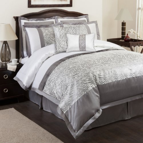 Lush Decor Urban Savanna 8-Piece Comforter Set, Queen, Gray