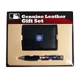Chicago Cubs Leather Tri-Fold Wallet & Comfort Grip Pen Gift Set