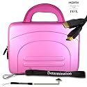 Kroo Eva Pink Carrying Case for ASUS Eee PC 1005HA-PU1X-BK 10.1-Inch Netbook includes a Determination Hand Strap + 10FT HDMI Cable v1.3b 1080p Full Resolution