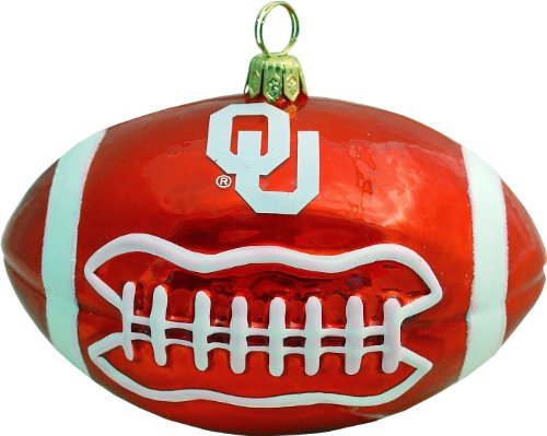 Oklahoma Sooners Football Blown Glass Ornament