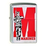 ZIPPO Sturmfeuerzeug Benzinfeuerzeug M - MARINES mit US Marines Soldat in Flecktarn-Uniform bei der Gewehrpräsentation