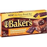 Baker's Unsweetened Baking Chocolate Bar, 4 Oz (Pack of 4)