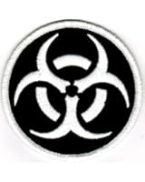 Biohazard Symbol Embroidered Patch Iron-On Danger Symbol White-on-Black Logo