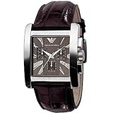 Emporio Armani Men's Chronograph Watch with Brown Leather Strap, Date Display and Three Sub-Dials AR0185