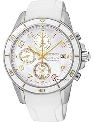 Seiko Sportura SNDX53P1 38mm Stainless Steel Case White Silicone Anti-Reflective Sapphire Womens Watch