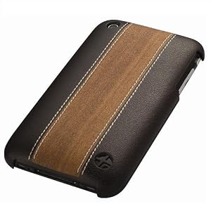 Trexta Wood and Leather Series Snap-On Case for iPhone 3G and 3GS (Cherry on Brown)