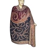 Handmade Jamawar Cotton Shawl In Paisley Design With Bootie Work & Two Side Printed (Free Shipping) Shw0046r