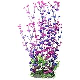 Pawliss Aquarium Decor Fish Tank Decoration Ornament Artificial Plastic Plant Purple Large 16inch