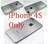 Iphone 4S Back Cover Housing, iPhone 4S Only, Brushed Metal Gray Battery Door, Replacement back housing with interior Frame and free Star shaped 5 point screwdriver -KKINTRADE- T3