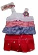 Newborn Girls 2pc Red White Blue Scooter Skirt Set with Sunglasses