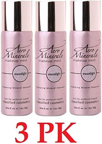 Aero Minerale Makeup Mist Hydrating Mineral Shimmer, Moonlight (Pack of 3)