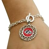 New Mexico Lobos Round Heart Art Nouveau-Style Toggle Bracelet
