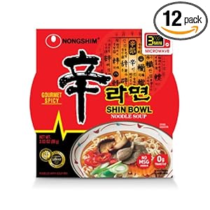 Nongshim Shin Bowl, Gourmet Spicy, 3.03-Ounce (Pack of 12)
