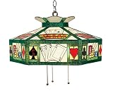 Landmark 216-TX Texas Hold'Em 3-Light Chandelier, 14-Inch, Antique Brass with Tiffany Glass Shade