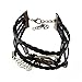 Doinshop Infinity Love Heart Pearl Friendship Antique Leather Charm Bracelet (black)
