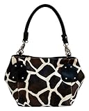 Giraffe Print Double Straps Faux Leather Satchel Handbag Purse - Black 122-2017