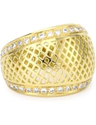 Ray Griffiths 18k Yellow Gold Dome Top and Pave Diamond Ring