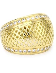Ray Griffiths 18k Yellow Gold Dome Top and Pave Diamond Ring
