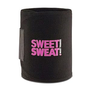 Sweet Sweat Premium Waist Trimmer for Men & Women. Includes Free Sample of Sweet Sweat Workout Enhancer! (Pink Logo, Small: 7.25