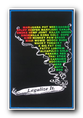 (24x36) Marijuana Joint Legalize It Flocked Blacklight Poster Print