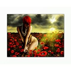 Im Angebot ! Bild auf Leinwand - modern Art Design (Woman_on_flower_fields-60x80cm) Kunstdruck auf Rahmen mit Bilder Motiv (Frau rote Haare sexy Blumenfeld Sonnenstrahl) . Schn�ppchen, ideal als Geschenk f�r Familie & Freunde. Sch�ner wohnen mit Foto als BilBilder im Bild Online Shop.d - Picture at Home. 100% Made in Germany - Qualit�t aus Deutschland. Weitere sch�ne Foto(murale moderna canvas picture arts print image l�mina moderno)