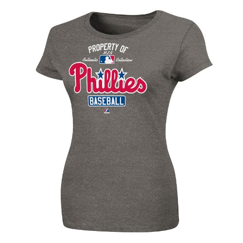 MLB Philadelphia Phillies Women's Property Of V-Neck T-Shirt, Grey Heather, Small at Amazon.com