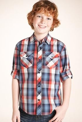 Pure Cotton Roll Up Multi-check Shirt