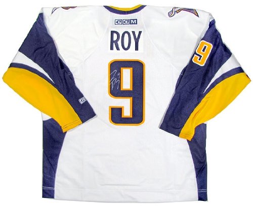 Derek Roy Autographed Buffalo Sabres Hockey White Jersey Old Logo