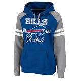 NFL Women's Buffalo Bills Long Sleeve Raglan Pullover Fleece Heather Hood (Stadium Blue/Gray, X-Large)