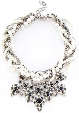 Perla's Timeless Collar Necklace (Infused with Pearl Beads and Jet-Black Crystals)