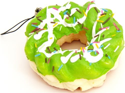 Imagen 3 de Colgante blandito gran donut flor verde con fideos de color