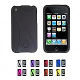 BLACK Apple iPhone 3G 3Gs 8GB 16GB 32GB Snap-On Hard Rubber Skin Case Cover ....