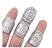 SUNSCSC Silver Plated Pack of 4 Vintage Tribal Indian Mayan Calendar Aztec Band Rings
