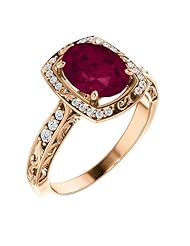 18K Rose Gold 9.00x7.00mm Oval Cut Rhodolite Garnet and Diamond Ring -- LIFETIME WARRANTY