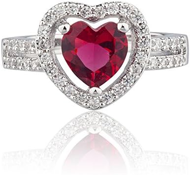 Women's Rings by ZC Jewels- Heart Shaped Ruby CZ Gem Size 7