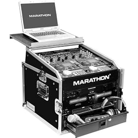 Marathon Flight Ready Cases 10u Slant Mixer Rack / 6 U Vertical Rack System With Full Ac Door & Laptop Shelf To Hold Up To A 17-inch Laptop