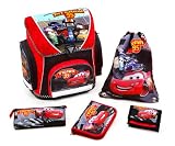 Undercover CA11825 - Schulranzenset Disney Cars 5- teilig, Sch&uuml;leretui gef&uuml;llt, Schlamper, Geldb&ouml;rse, Sportbeutel