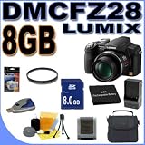 Panasonic Lumix DMC-FZ28K 10.1MP 18x Optical Zoom Digital Camera (Black) PLUS - 8GB SDHC Memory Card - Extra Rechargeable Battery - External Travel Charger - UV Filter - DMCFZ28K BigVALUEInc Accessory Saver Bundle + MORE