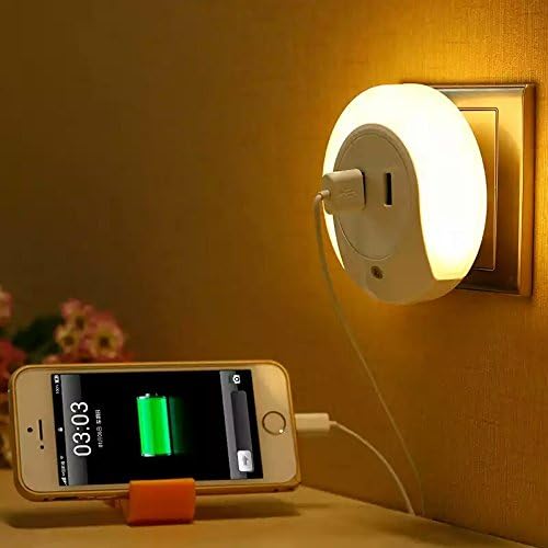 WJLING 2 in 1 LED Night Light with 2.1A Dual USB Wall Charger,LED Night Light Wireless PIR Motion Sensor for Kids Room,Bathrooms, Wall, Closet, Hallway