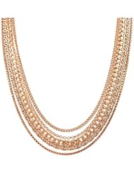 18 Karat Yellow Gold Over Sterling Silver 5-strand Multilink Necklace (20 inch)