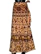 Designer Wrap Skirt-Apricot Motif Print Indian Wrap Skirt Spring and Summer Fashion Clothes of India Size 40 Inches
