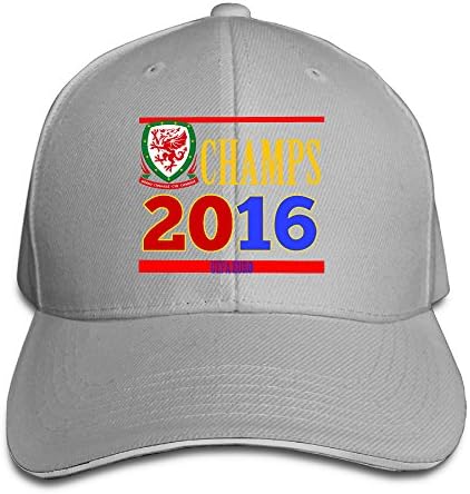 Unisex Wales Champion 2016 Adjustable Snapback Baseball Cap 100%cotton Ash One Size