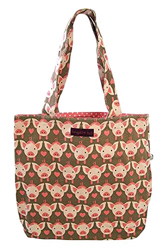 Bungalow360 Vegan Cotton Canvas Reversible Tote Bag-Pig
