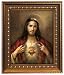 Sacred Heart of Jesus in Wood Frame with Golden Trim, 11.25" x 13.25" - MADE IN ITALY